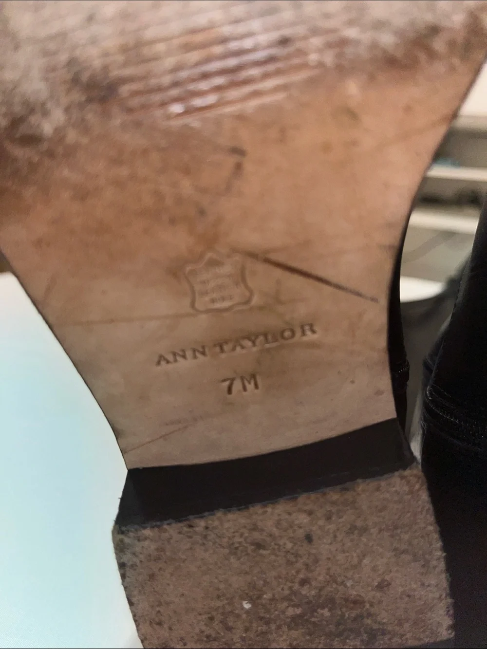 Ann Taylor Over-the-Knee Black Leather Riding Boots